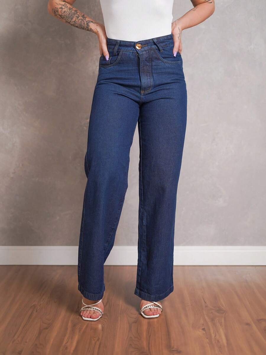 Calça Jeans Feminina Wide Leg