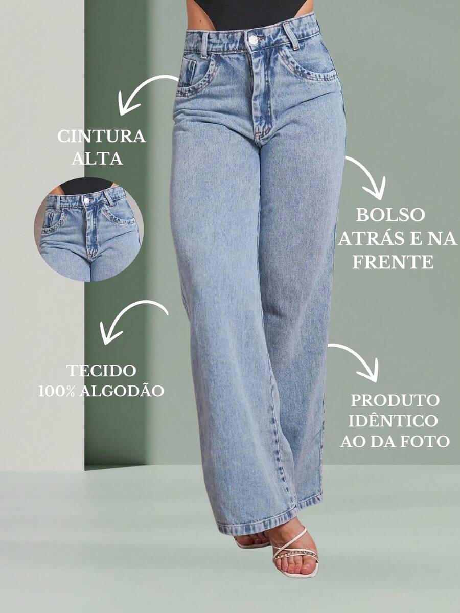 Calça Jeans Feminina Wide Leg