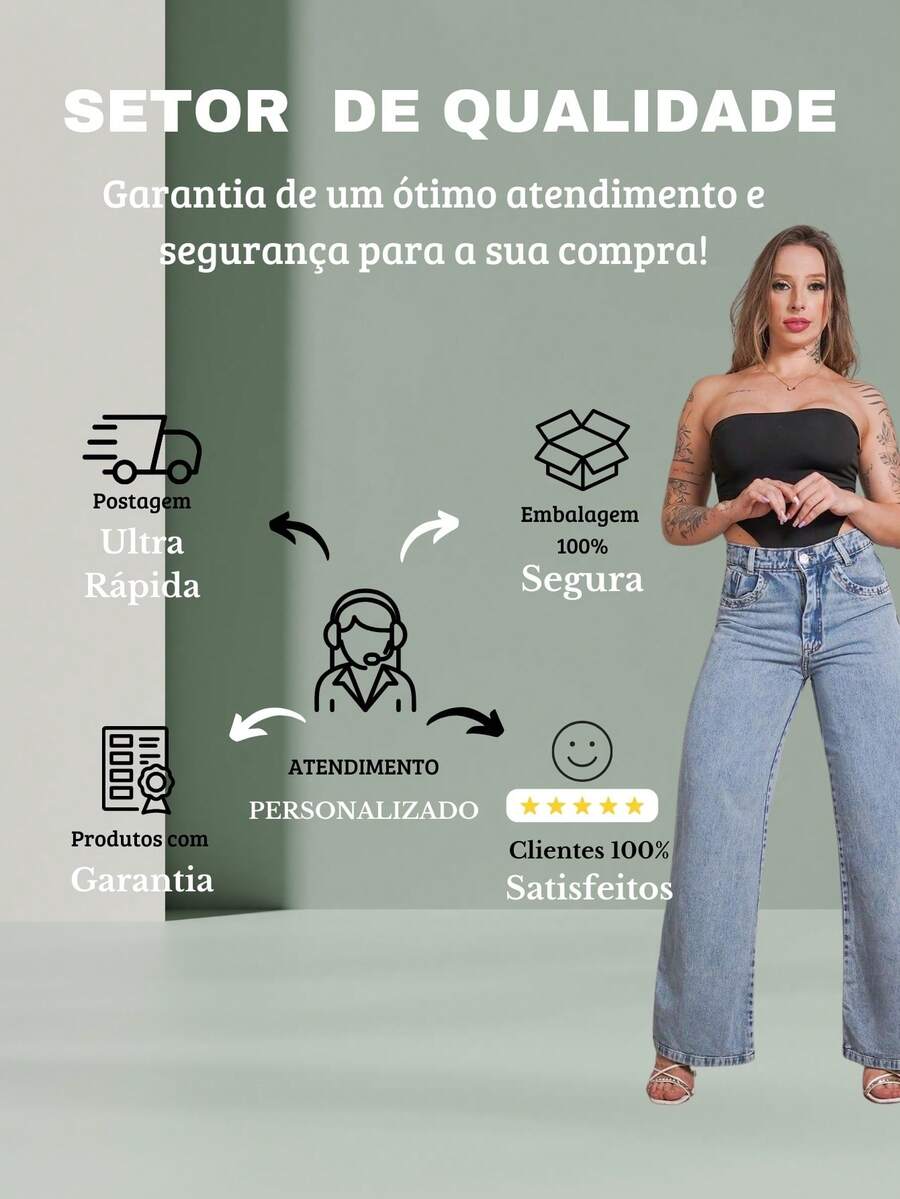 Calça Jeans Feminina Wide Leg