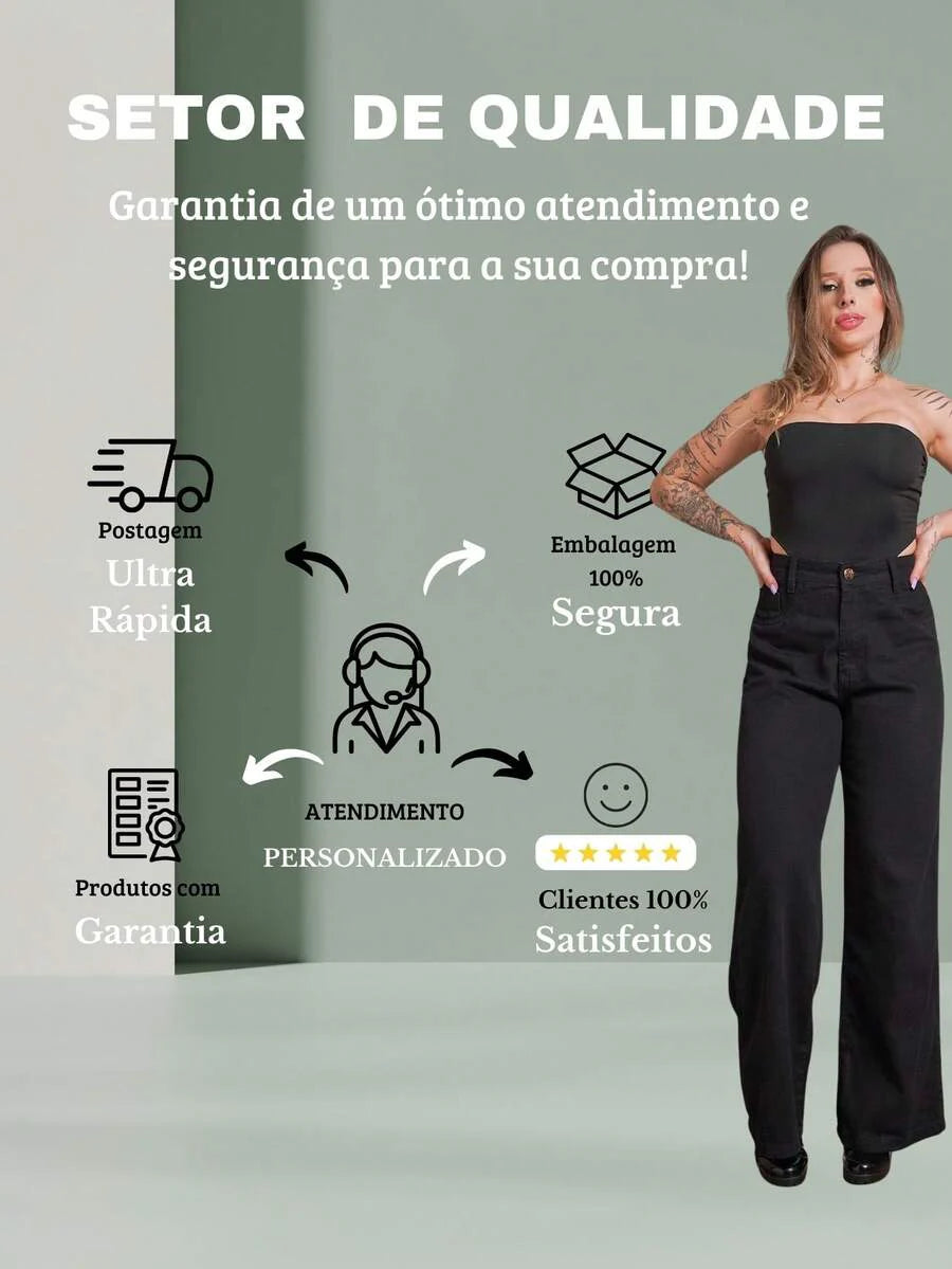 Calça Jeans Feminina Wide Leg