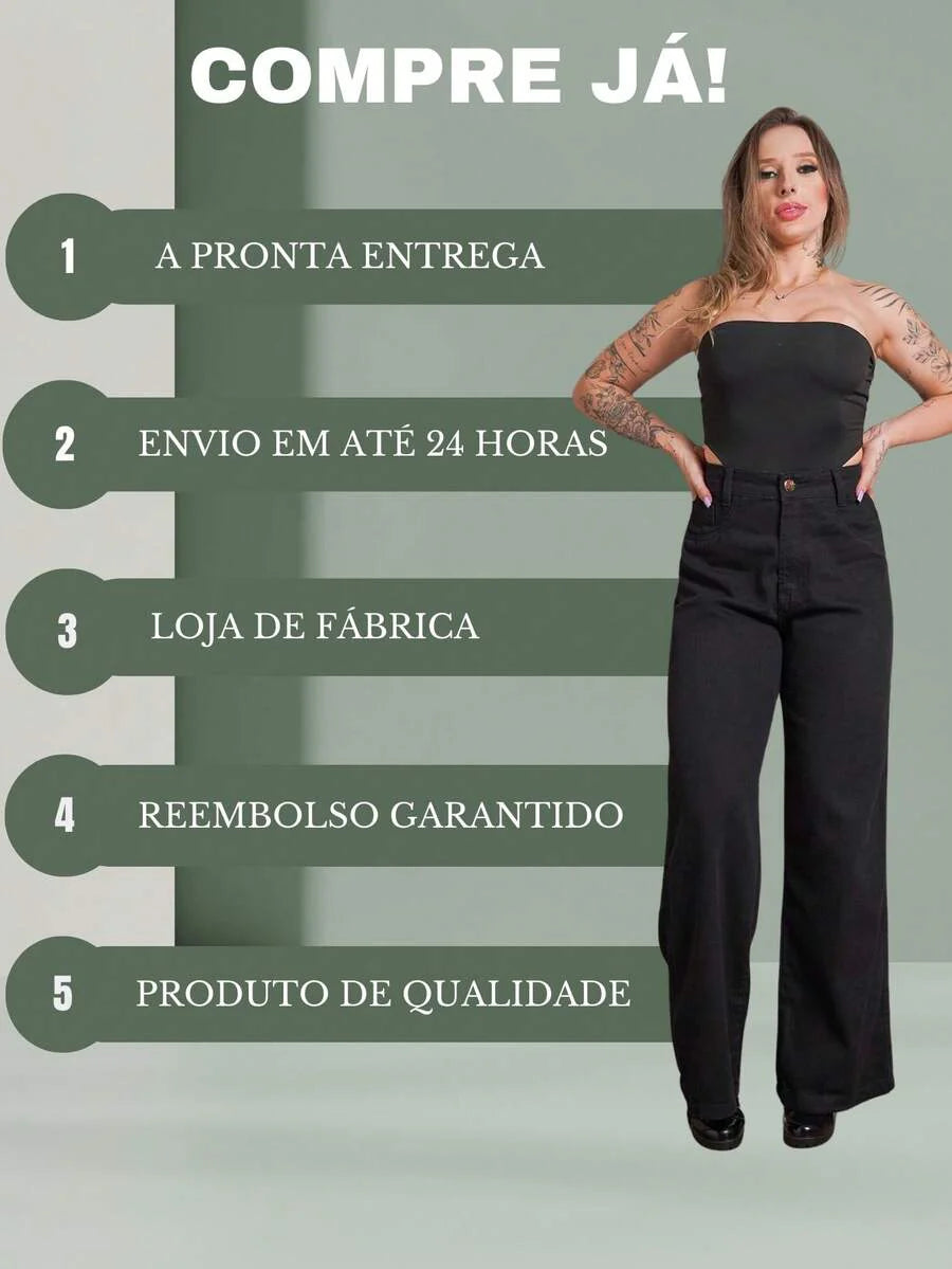 Calça Jeans Feminina Wide Leg