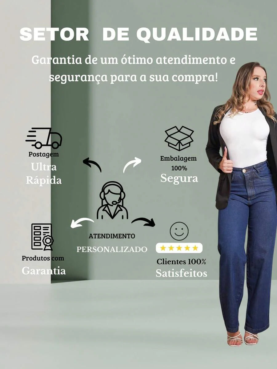 Calça Jeans Feminina Wide Leg