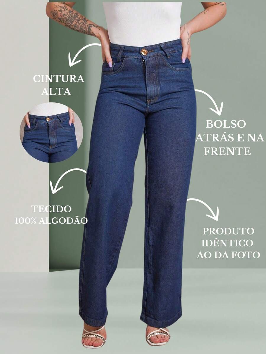 Calça Jeans Feminina Wide Leg