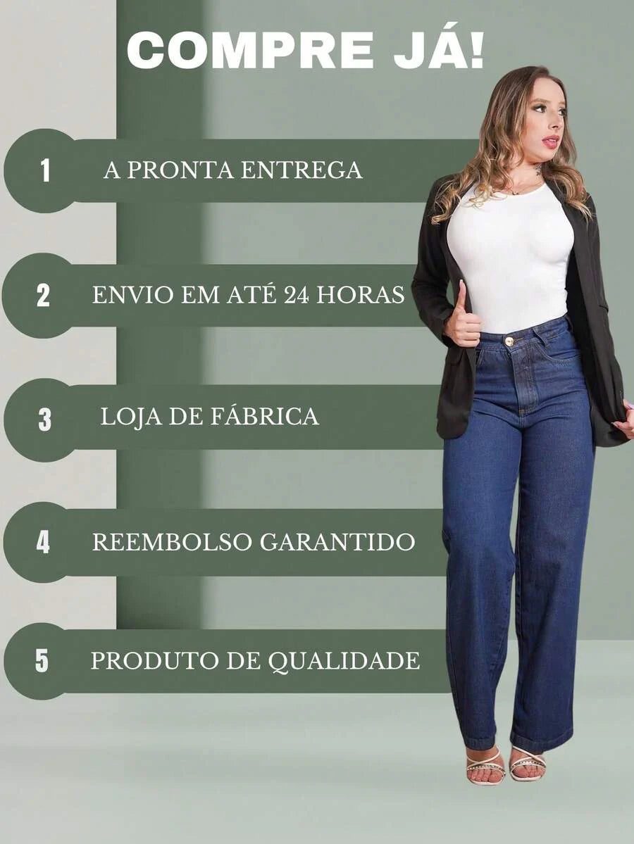 Calça Jeans Feminina Wide Leg