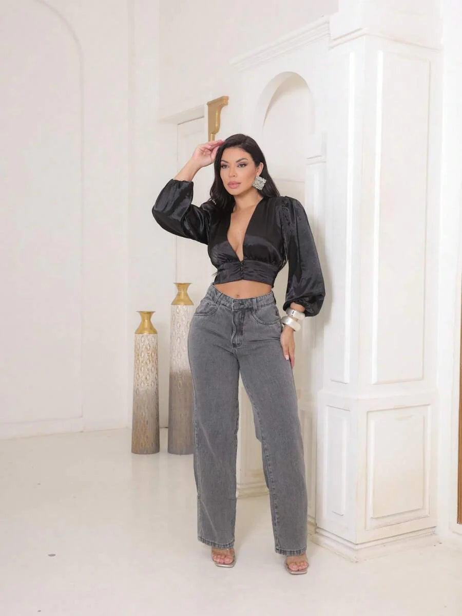 Calça Jeans Feminina Wide Leg