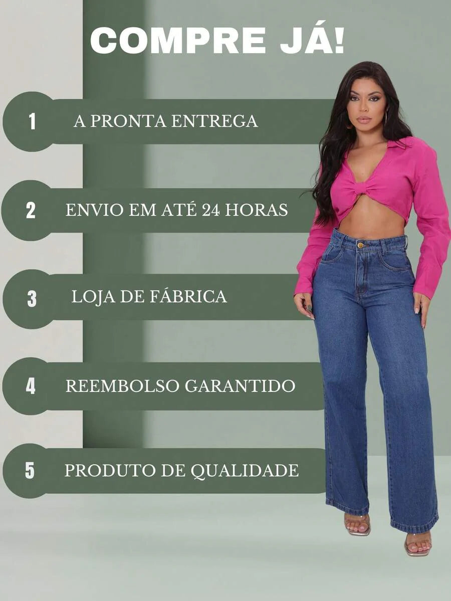 Calça Jeans Feminina Wide Leg