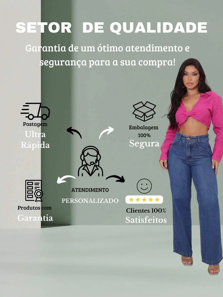 Calça Jeans Feminina Wide Leg