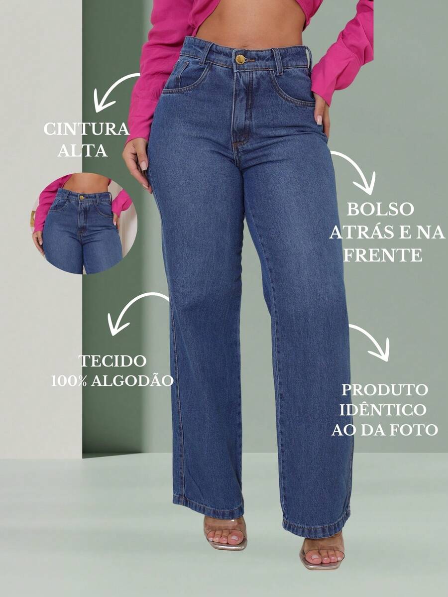 Calça Jeans Feminina Wide Leg