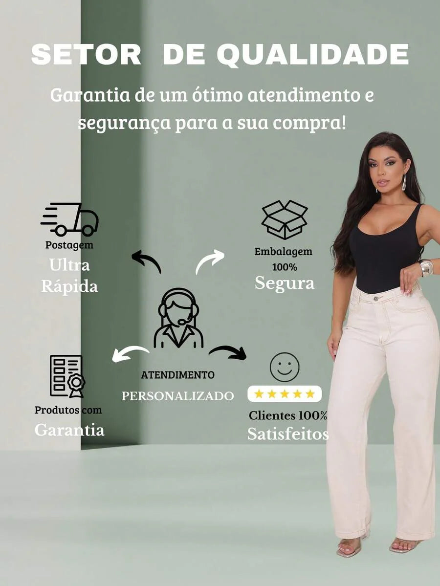 Calça Jeans Feminina Wide Leg