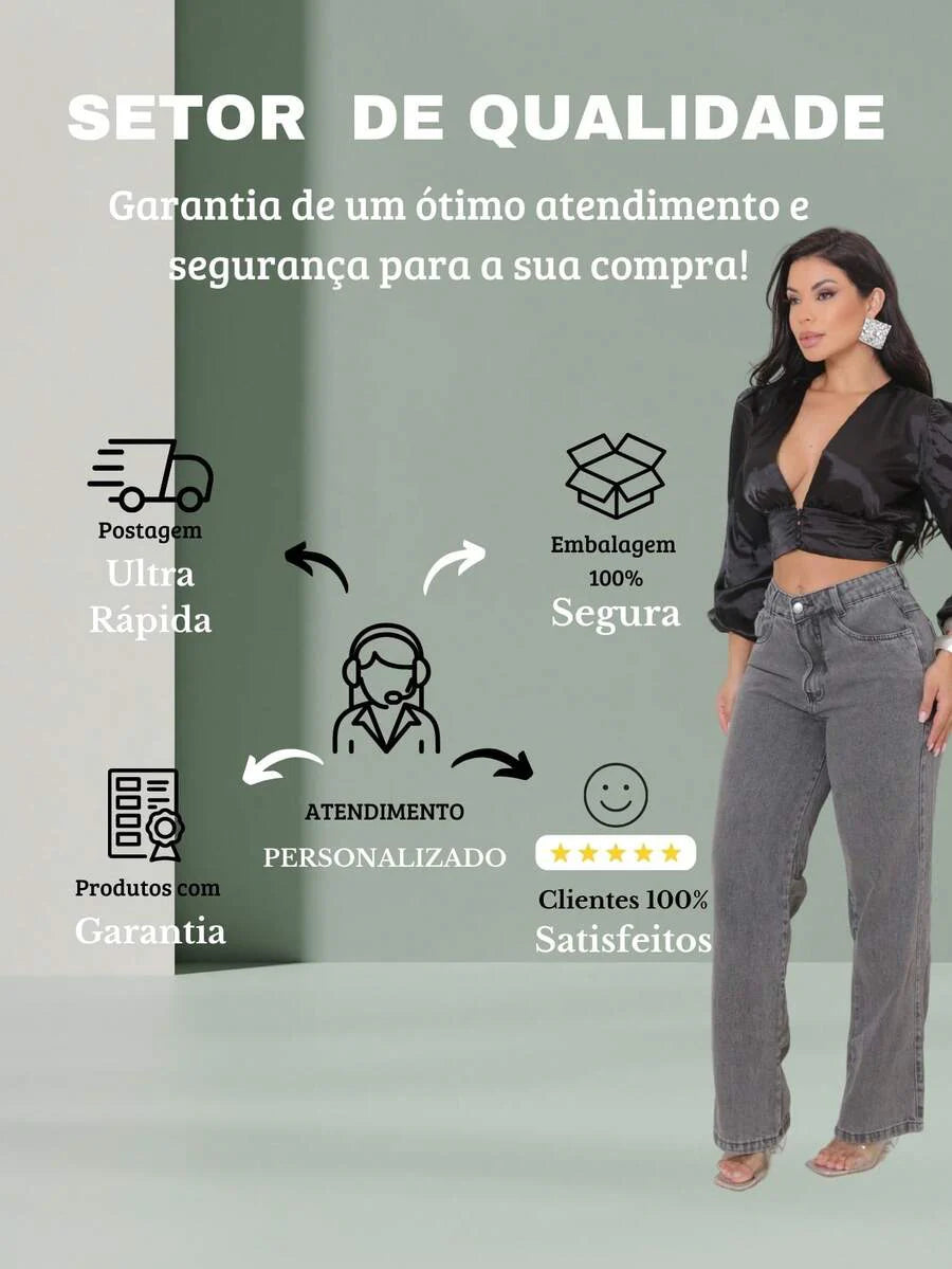 Calça Jeans Feminina Wide Leg