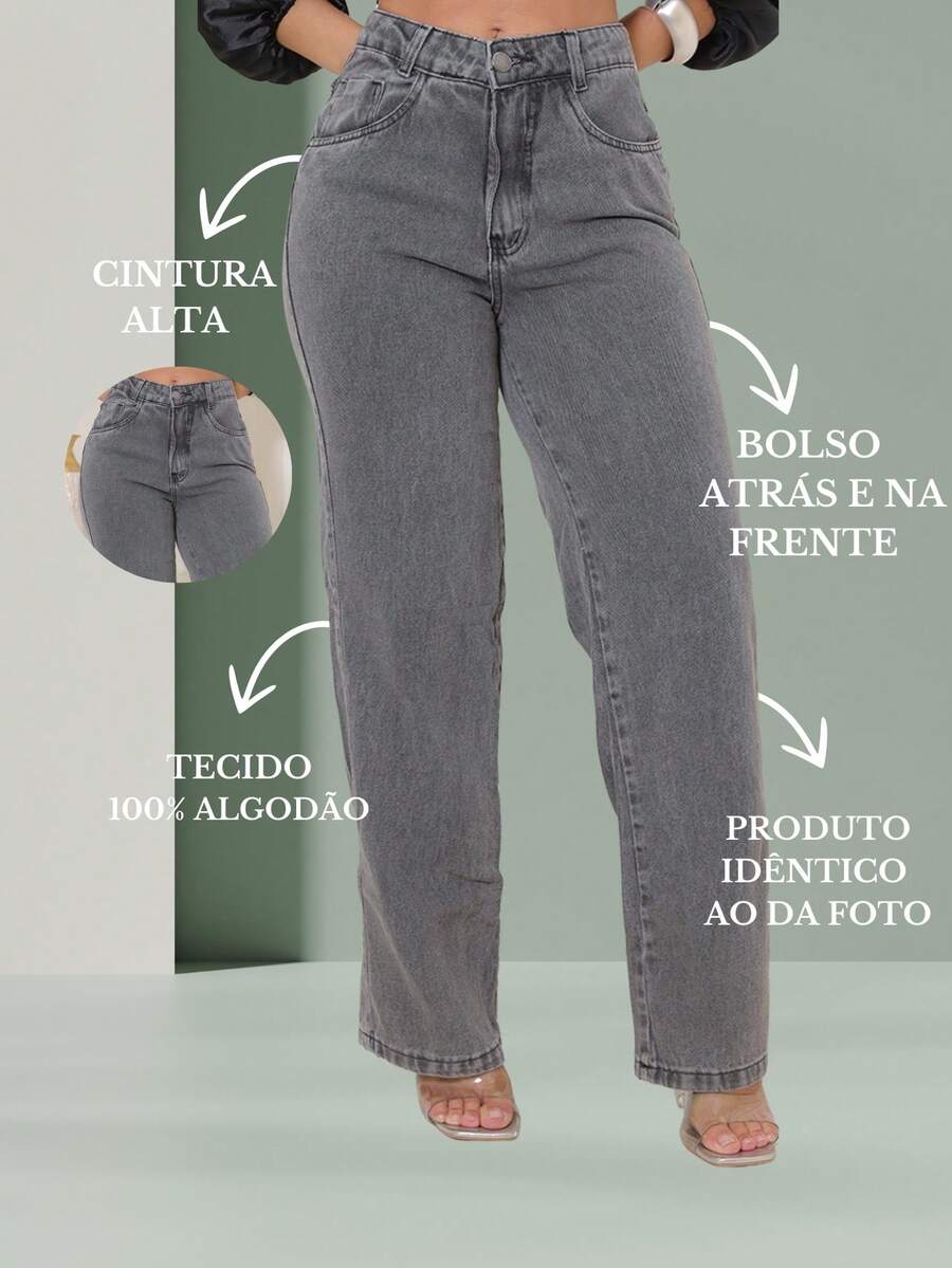 Calça Jeans Feminina Wide Leg