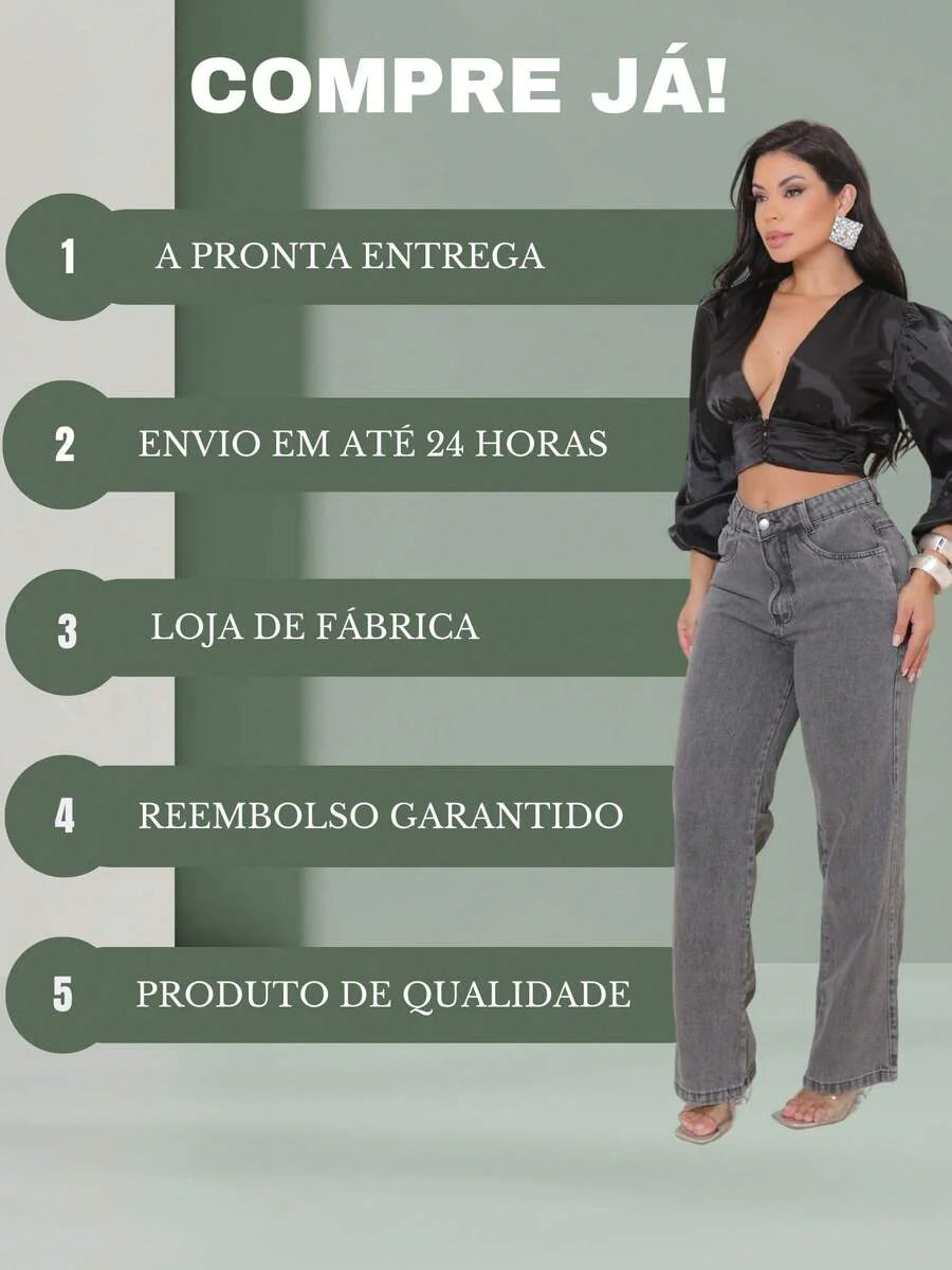 Calça Jeans Feminina Wide Leg