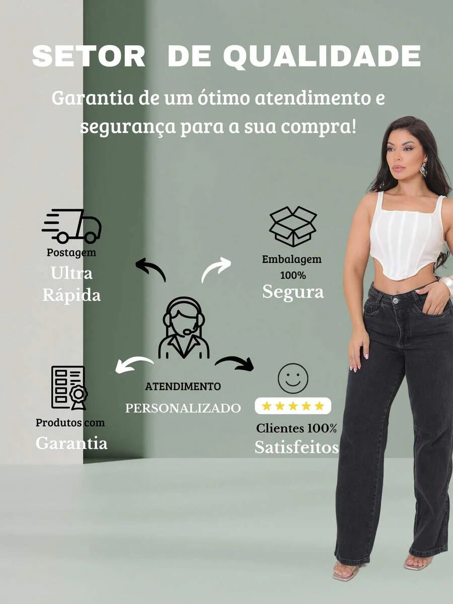 Calça Jeans Feminina Wide Leg