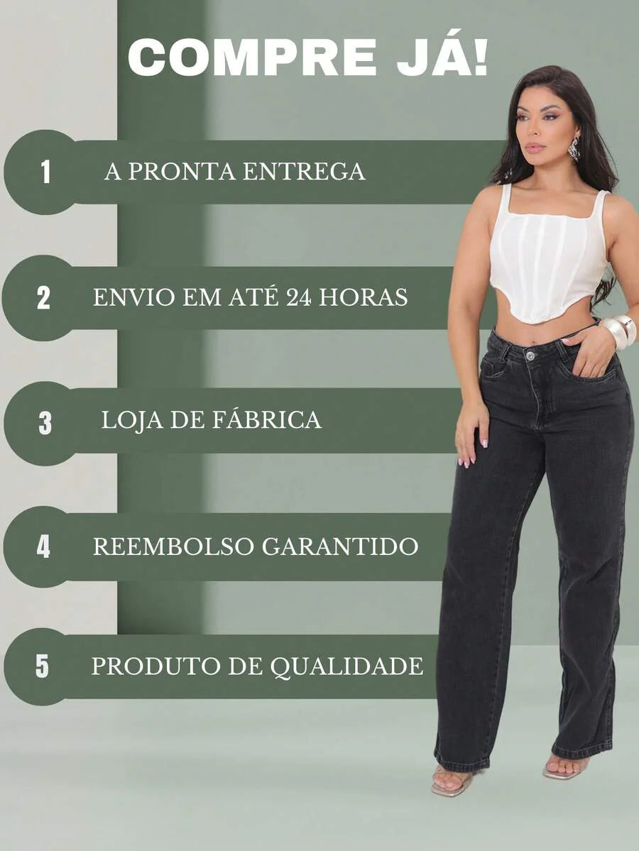 Calça Jeans Feminina Wide Leg